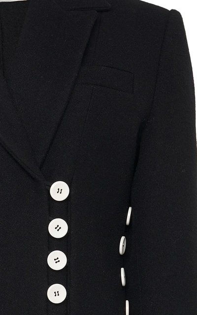 Shop Materiel Long Button Wool Coat In Black