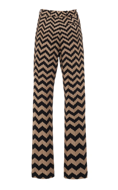 Shop Missoni Zig-zag Stretch-wool Straight-leg Pants In Multi