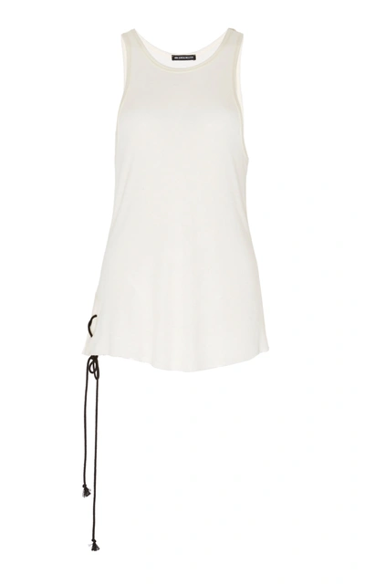 Shop Ann Demeulemeester Lace-up Modal And Cashmere-blend Top In White