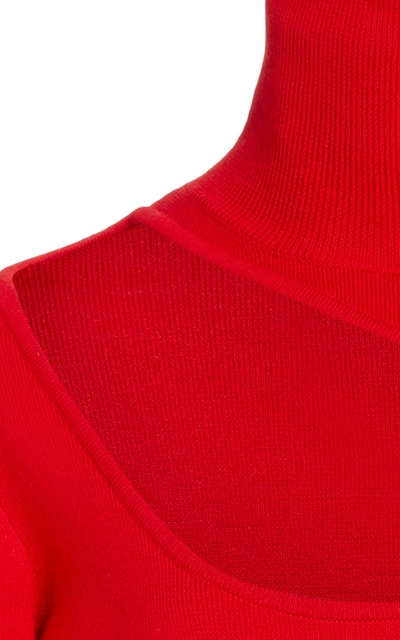 Shop Monse Kidney Bean Wool Cutout Turtleneck Sweater In Red