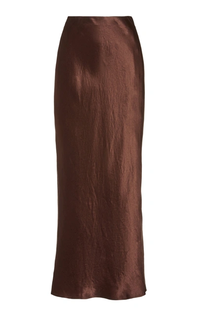 Shop Vince Satin Slip Skirt In Brown