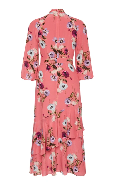 Shop Erdem Verona Floral-print Crepe Midi Dress In Pink