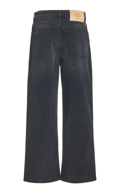 Shop Christopher Kane Crystal Fringe Rigid Mid-rise Wide-leg Jeans In Black