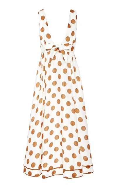 Shop Zimmermann Empire Tie-detailed Polka-dot Cotton Maxi Dress In Print