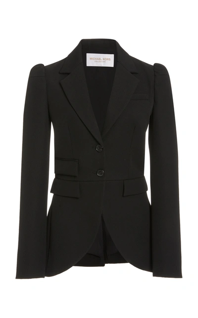 Shop Michael Kors Puffed-sleeve Gabardine Blazer In Black