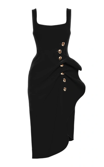 Shop Acler Thistle Gathered Crepe Midi Dress In Black