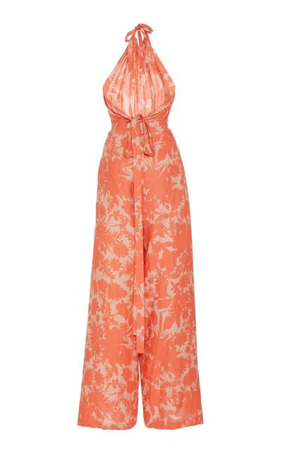 Shop Alexis Shasta Printed Cotton Jumpsuit In Orange