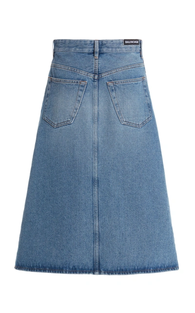 Shop Balenciaga Women's Distressed Denim Skirt In Light Wash