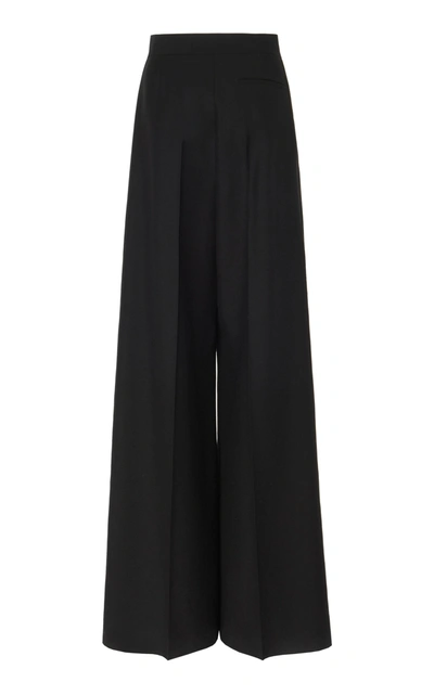 Shop Loewe Oversized Wide-leg Wool-blend Pants In Black