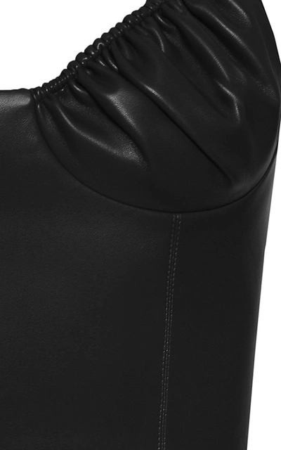 Shop Aleksandre Akhalkatsishvili Cropped Faux Leather Corset Top In Black