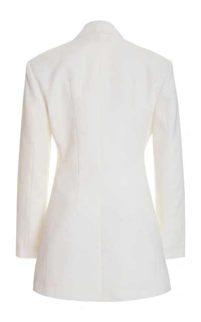 Shop Rotate Birger Christensen Fonda Crystal-embellished Cady Double-breasted Blazer In White