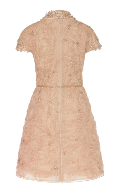 Shop Marchesa Crystal-embroidered Silk-organza Cocktail Dress In Pink