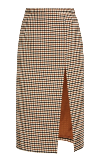 Shop Michael Kors Side Slit Gabardine Pencil Skirt In Multi