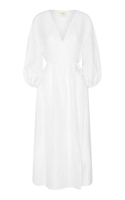 Shop St Agni Yoko Linen-silk Wrap Dress In Neutral