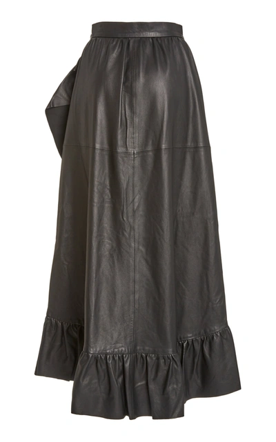 Shop Zimmermann Ladybeetle Leather Wrap Skirt In Black