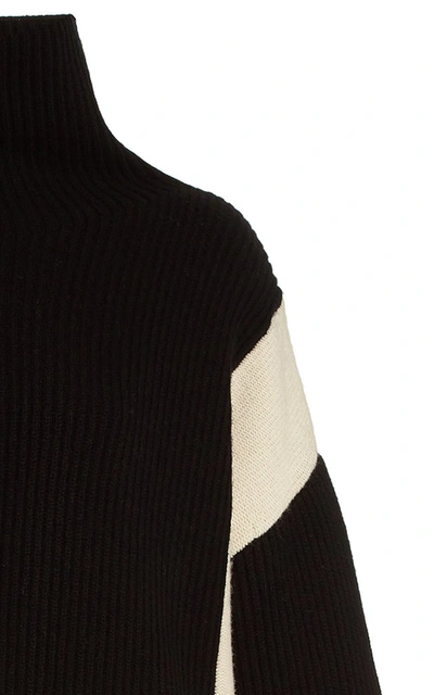 Shop Joseph Women's Oversized Colorblock Wool Mock-neck Sweater In Black,white