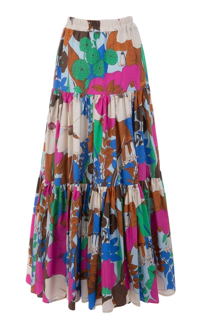 Shop La Doublej Women's Big Tiered Floral Cotton Maxi Skirt In Print