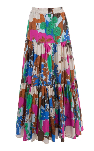 Shop La Doublej Women's Big Tiered Floral Cotton Maxi Skirt In Print