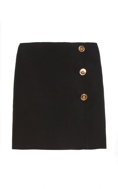 Shop Versace 3-button Crepe Mini Skirt In Black