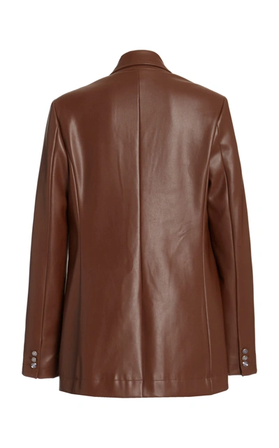 Shop Staud Madden Vegan Leather Blazer In Brown