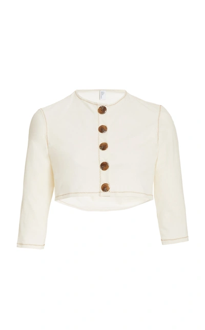 Shop Lisa Marie Fernandez Women's Cotton-blend Cropped Cardigan In Ivory