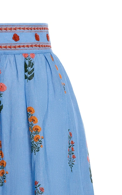 Shop Agua By Agua Bendita Women's Algodon Dahlia Linen Maxi Skirt In Blue