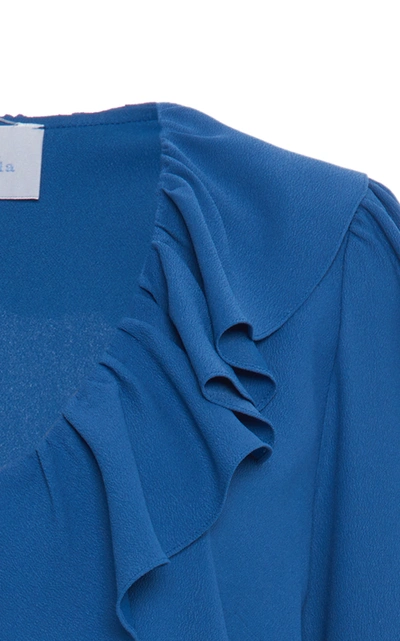 Shop Luisa Beccaria Ruffle-trim Blouse In Blue