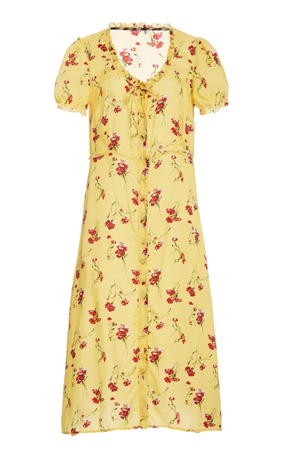 Shop R13 Floral Print Button-down Midi Dress