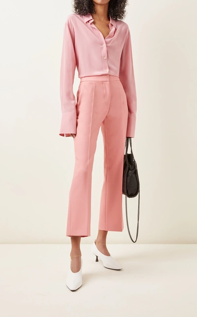 Shop Stella Mccartney Carlie Woven Flared Trousers In Pink