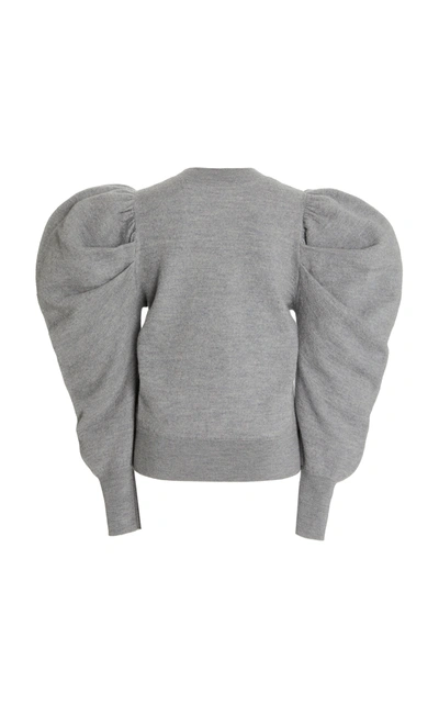 Shop Ulla Johnson Marin Puffed-sleeve Wool Sweater In Grey