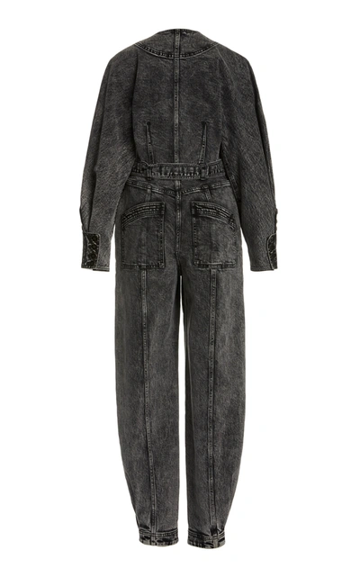 Shop Ulla Johnson Atlas Onyx Belted Denim Jumpsuit In Grey