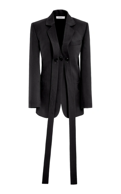Shop Beaufille Women's Sash Tie-detailed Woven Blazer In Black,grey