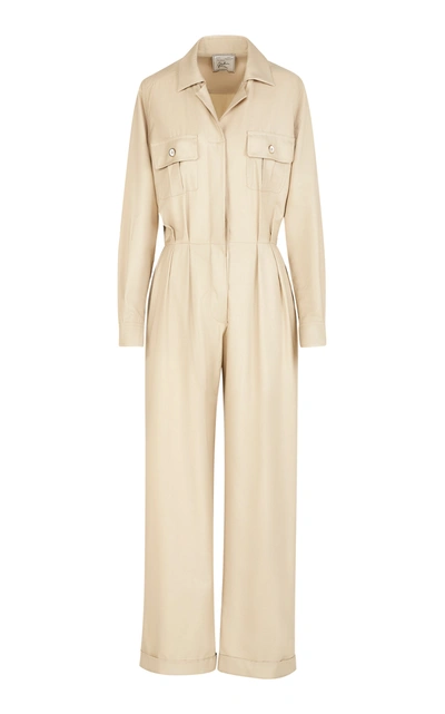 Shop Giuliva Heritage Collection Women's The Lauren Cotton-blend Twill Jumpsuit In Neutral