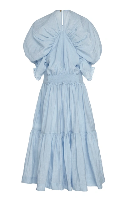 Shop By Efrain Mogollon Mantuana Cotton-linen Tiered Dress In Blue