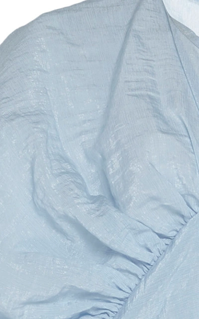 Shop By Efrain Mogollon Mantuana Cotton-linen Tiered Dress In Blue