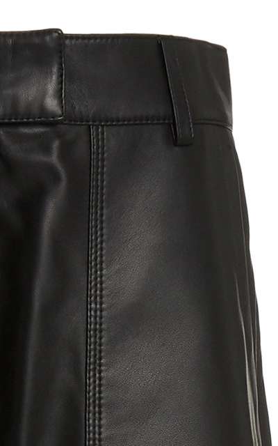 Shop Common Leisure Women's Feel Biz. Leather Wide-leg Cargo Pants In Black