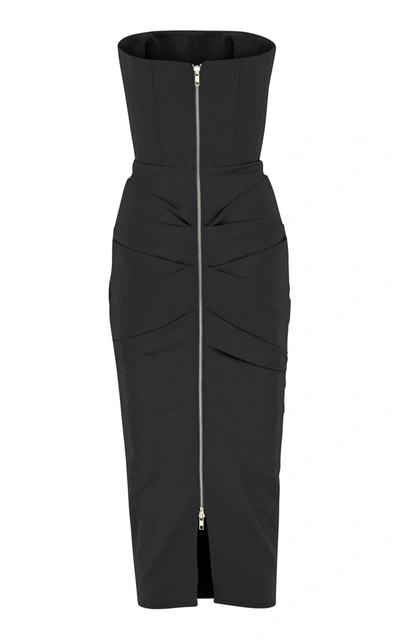 Shop Alex Perry Women's Exclusive Mena Ruched Stretch Crepe Midi Dress In Black