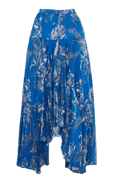 Shop Alexis Women's Tarou Printed Plisse Skirt In Blue,print