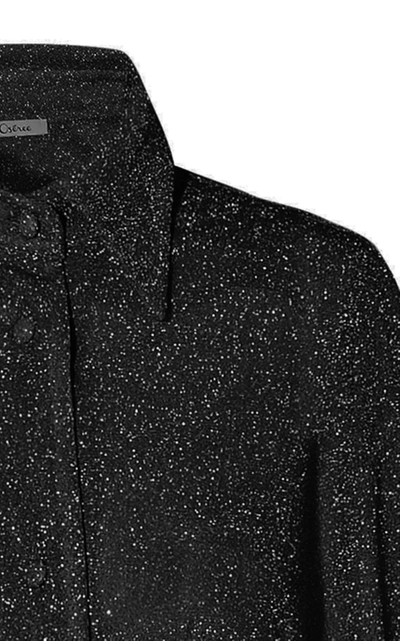 Shop Oseree Stretch-lurex Shirt In Black