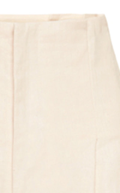 Shop St Agni Lise Linen-blend Wide-leg Pants In White