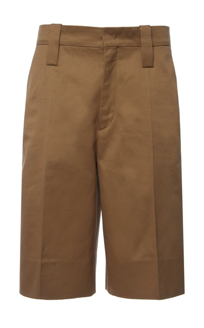 Shop Prada Cotton Shorts In Brown