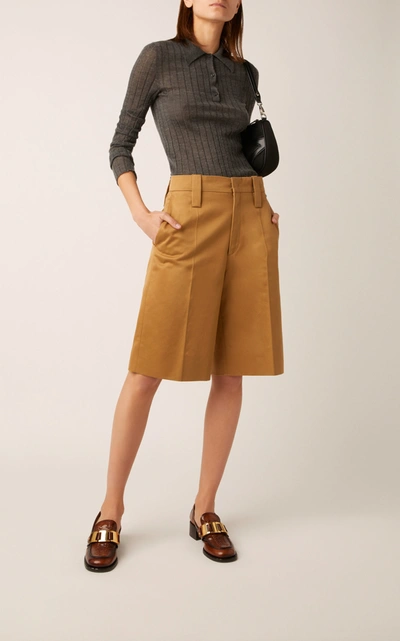 Shop Prada Cotton Shorts In Brown