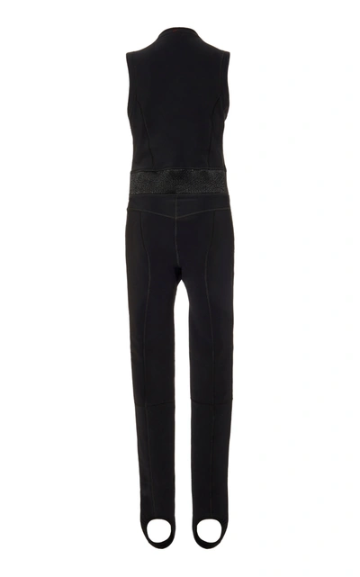 Shop Moncler Women's Stretch-twill Stirrup Ski Suit In Black