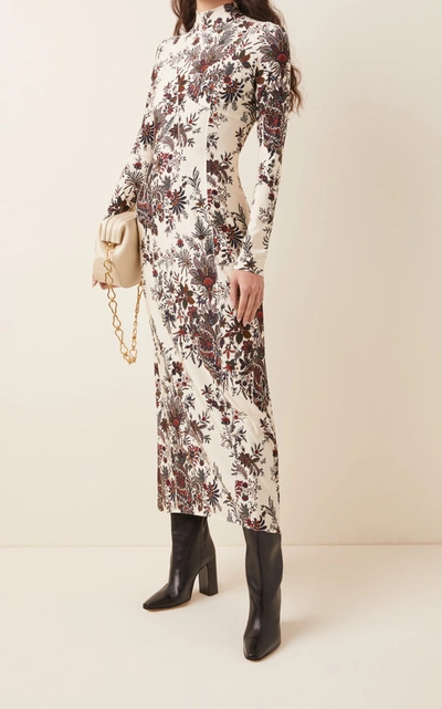 Shop Paco Rabanne Floral-print Stretch-jersey Maxi Dress In White