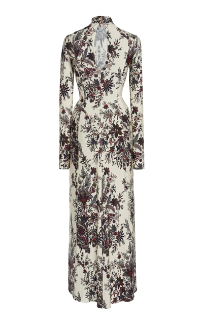 Shop Paco Rabanne Floral-print Stretch-jersey Maxi Dress In White