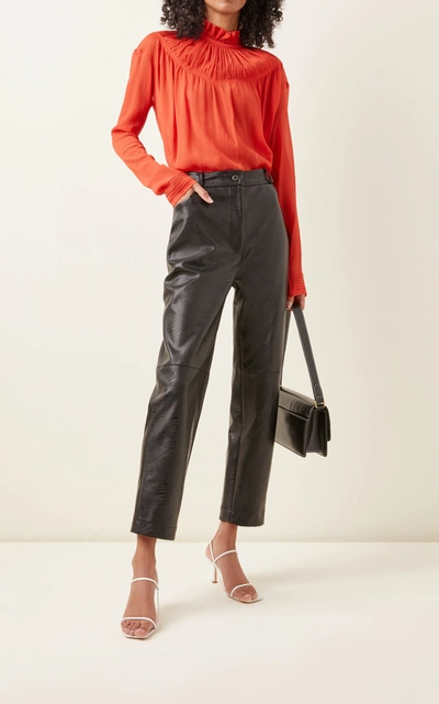 Shop Victoria Victoria Beckham Women's Pin-tucked Georgette Top In Orange