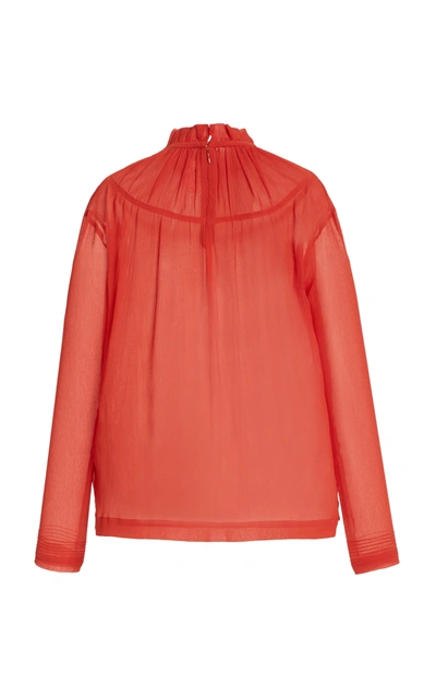 Shop Victoria Victoria Beckham Women's Pin-tucked Georgette Top In Orange