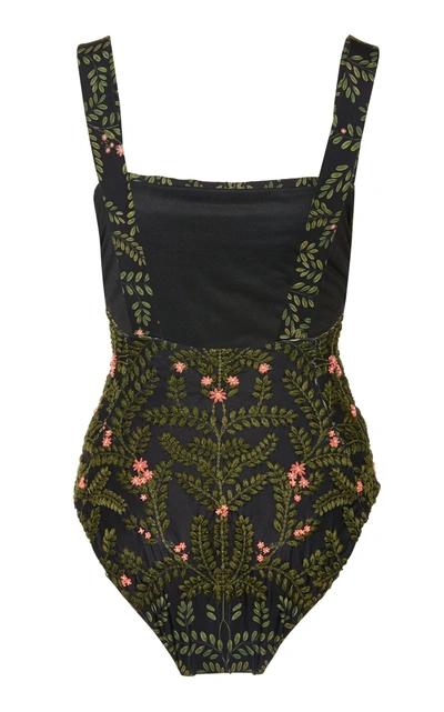 Shop Agua By Agua Bendita Cafã© Herbal Embroidered One Piece In Black