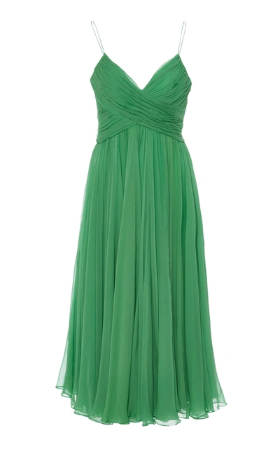 Shop Alexis Sarrana Silk Slip Dress In Green