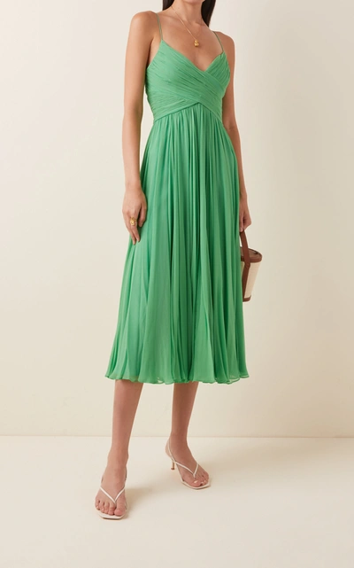 Shop Alexis Sarrana Silk Slip Dress In Green